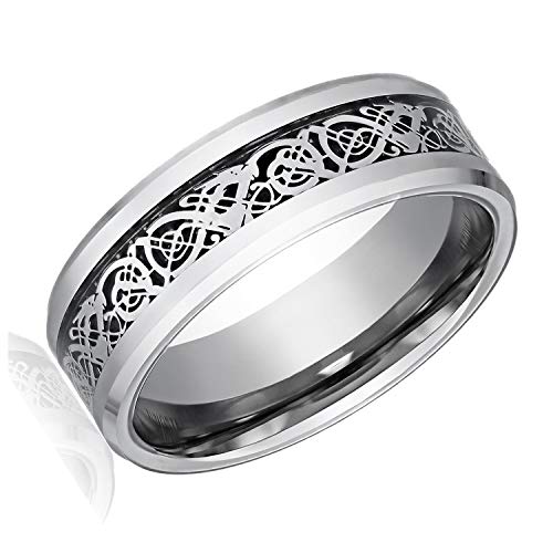 Herrenring - Drachenschuppe Drachenmuster Abgeschrägte Kanten Ringe Schmuck Hochzeitsband Für Herren Silber 8 Stilvoll und Beliebt Nützlich und praktisch von U-K