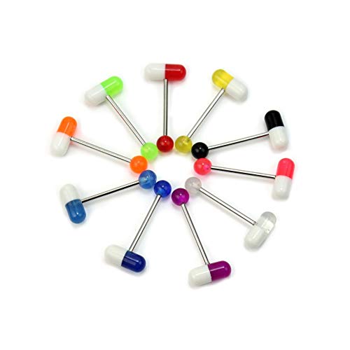 Zungenpiercing / Brustwarzenpiercing / Barbell-Piercing / Piercingschmuck (zufällige Farbe), 10 Stück von U-K