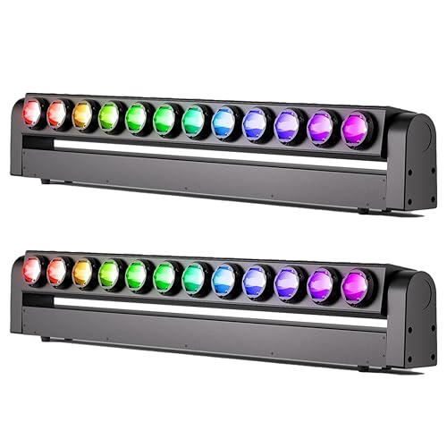 2PCS 12x20W LED RGBW Moving Head Beam Wallwasher, d-mx512(55CH) 31 Auto-Programme 8° Schmaler Strahl Sound-Aktiv für Bühne Bar Party Hochzeit von U`King