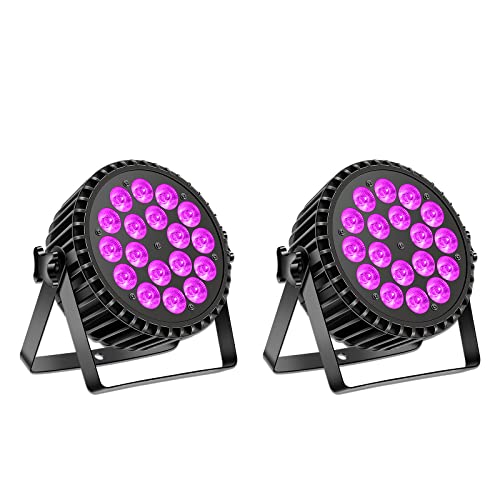 2pc 200W UV Licht 18LEDs Par Strahler 4 in 1 Led Scheinwerfer Bühnenlicht DMX512+RGB und 8 Kanälen mit Par Licht Infinite Mixing/Rainbow Effect für Stage DJ Party Show Bar Halloween Weihnachten von U`King