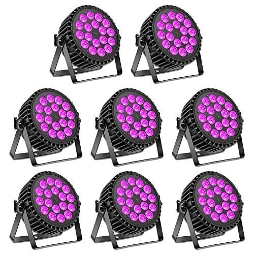 8pc 200W UV Licht 18LEDs Par Strahler 4 in 1 Led Scheinwerfer Bühnenlicht DMX512+RGB und 8 Kanälen mit Par Licht Infinite Mixing/Rainbow Effect für Stage DJ Party Show Bar Halloween Weihnachten von U`King