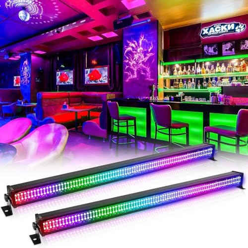 RGBW Wallwasher Strahler, 336 LEDs Bühnenlicht Bar Wash Lights Wall Washer Strip dmx512 Control DJ Bühnenbeleuchtung für Indoor Disco Party Kirche Geburtstag Bar Hochzeit, 2 Stück von U`King