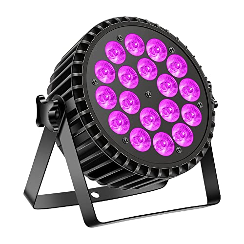 UV Licht LED Par Strahler 200W 18 LEDs 4 in 1 Led Scheinwerfer Bühnenlicht DMX512+RGB und 8 Kanälen mit Par Licht Infinite Mixing/Rainbow Effect für Stage DJ Party Show Bar Halloween Weihnachten von U`King