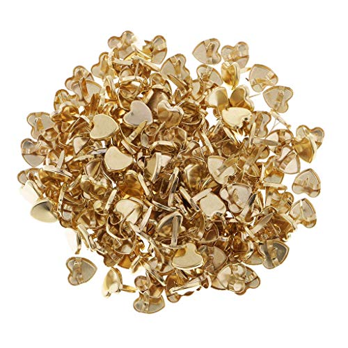 200 Stück goldfarbene Mini-Herzförmige Brads aus Metall für Scrapbooking, Handwerk, Verzierungen, hochwertige Qualität und kreativ von U-M