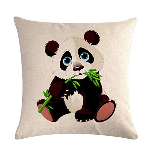 Niedliche Panda-Kissenbezüge mit Tiermotiv, bedruckt, Flachs, Ofa, Sitzkissen, dekorativ, bequem und umweltfreundlich von U-M