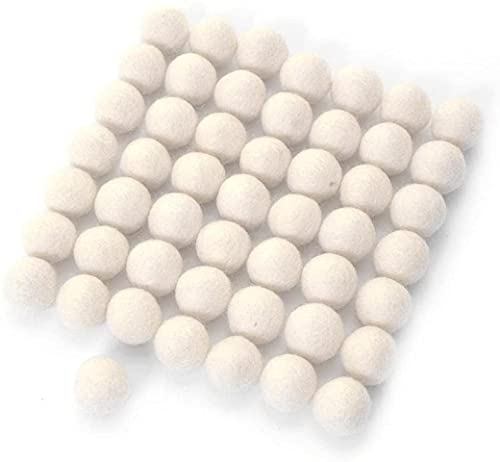 U-M Filzkugeln Pompoms DIY Wollkugel Dekoration Filz Monochromatisch Klein für Filz Girlande Innendekorationen Weiß 1,5 cm 60 STÜCKE Wohnkultur Dauerhaft von U-M