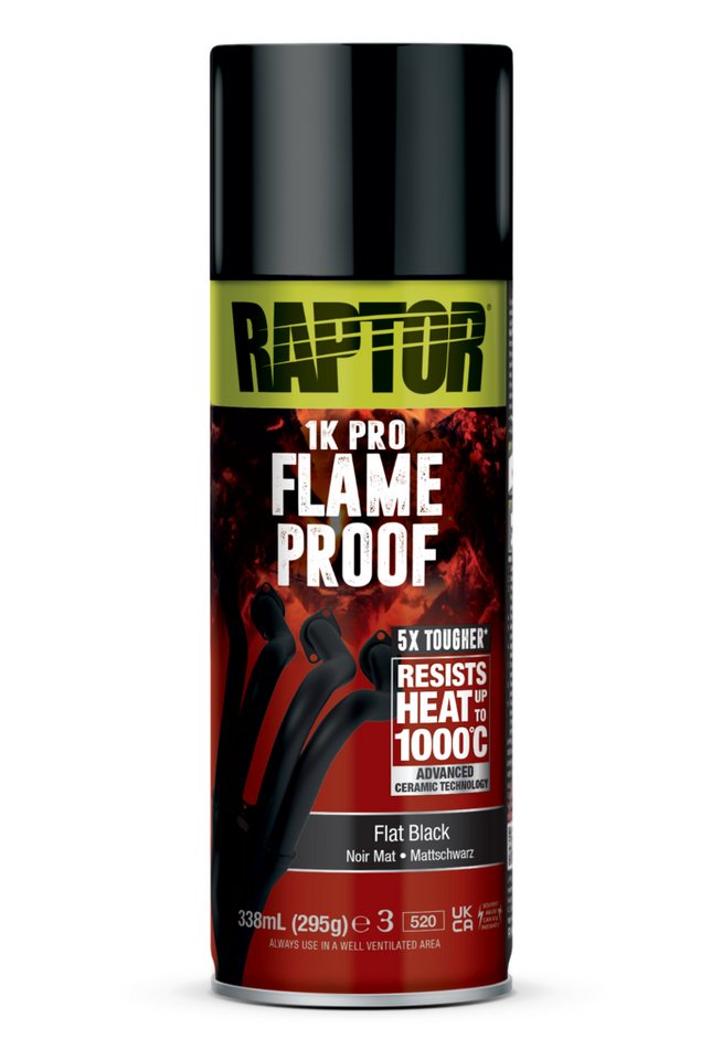 U-POL Sprühlack RAPTOR FEUERFEST - Hitzebeständig bis 1000°C - auf Auspuffkrümmer usw., Hitzebeständig bis 1000°C von U-POL