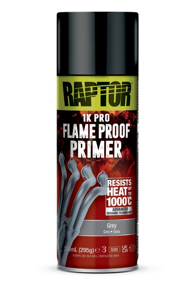 U-POL Sprühlack RAPTOR FEUERFEST - Hitzebeständig bis 1000°C - auf Auspuffkrümmer usw., Hitzebeständig bis 1000°C von U-POL