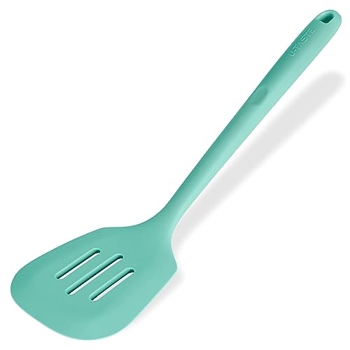 Geschlitzt Pfannenwender Silikon: U-Taste 315℃ hitzebeständiger antihaftbeschichteter flexibler Küchen Silikonwender, BPA-freies Kochbesteck aus nahtlosem Gummi Zum Kochen Backen Umdrehen (Aqua Sky) von U-Taste