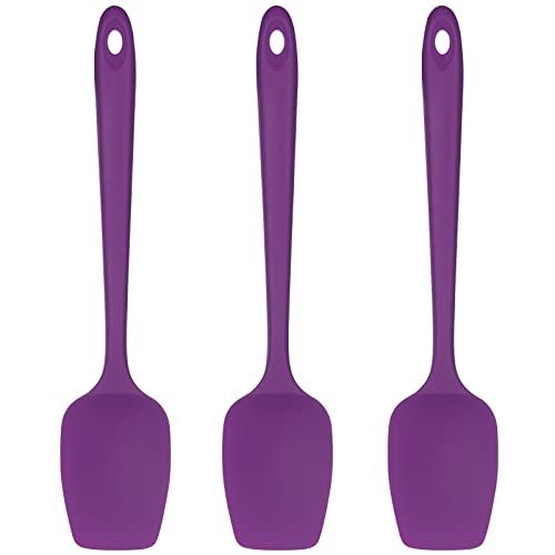 Silikon Löffel Spatel 3er Set: U-Taste 315℃ Hoch Hitzebeständig BPA-frei Flexible Silikon Teigschaber & Antihaft-Gummischaberlöffel, Kochen Backen Schaben Mixen Küchenutensilien (Lila) von U-Taste