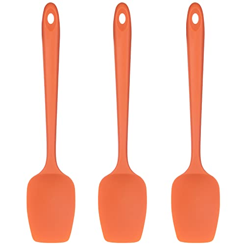 Silikon Löffel Spatel 3er Set: U-Taste 315℃ Hoch Hitzebeständig BPA-frei Flexible Silikon Teigschaber & Antihaft-Gummischaberlöffel, Kochen Backen Schaben Mixen Küchenutensilien (Orange) von U-Taste