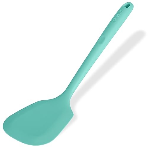 Solider Pfannenwender Silikon: U-Taste 315℃ hitzebeständiger antihaftbeschichteter flexibler Küchen Silikonwender, BPA-freies Kochbesteck aus nahtlosem Gummi Zum Kochen, Backen, Umdrehen (Aqua Sky) von U-Taste