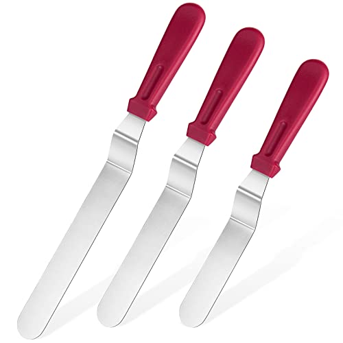 U-Taste Torten Winkelpalette 3er Set, Tortenmesser & Kuchenmesser mit 18/0 Edelstahl Streichmesser für Tortendekoration Frosting, 3 x 15/20/25cm Klinge (Rot) von U-Taste