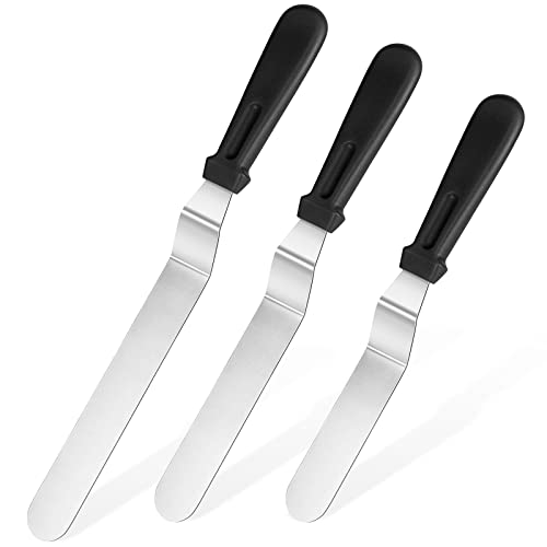 U-Taste Torten Winkelpalette 3er Set, Tortenmesser & Kuchenmesser mit 18/0 Edelstahl Streichmesser für Tortendekoration Frosting, 3 x 15/20/25cm Klinge (Schwarz) von U-Taste