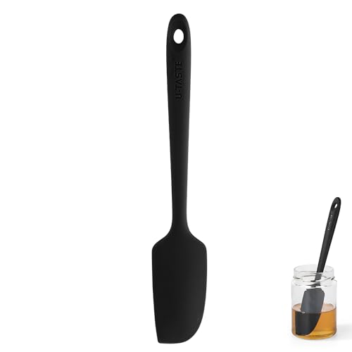 U-Taste 22,7 cm kleiner Silikon Spatel: 315℃ hitzebeständiger flexibler nahtloser Mini-Spatel, Backen Kochen Küchenutensil zum Mischen Rühren Schaben, passt in kleine Behälter (Schwarz) von U-Taste