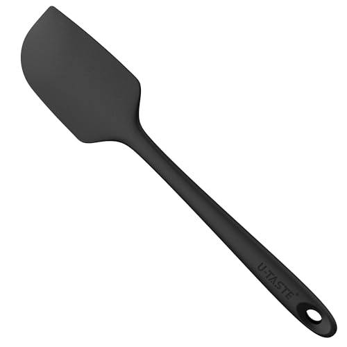 U-Taste 29cm Großer Silikon Spatel: 250℃ Hitzebeständiger Antihaft Flexibler Nahtloser Teigschaber, Backen Kochen Silikon Küchenutensilien mit Nylonkern zum Mischen Rühren Schaben (Schwarz) von U-Taste