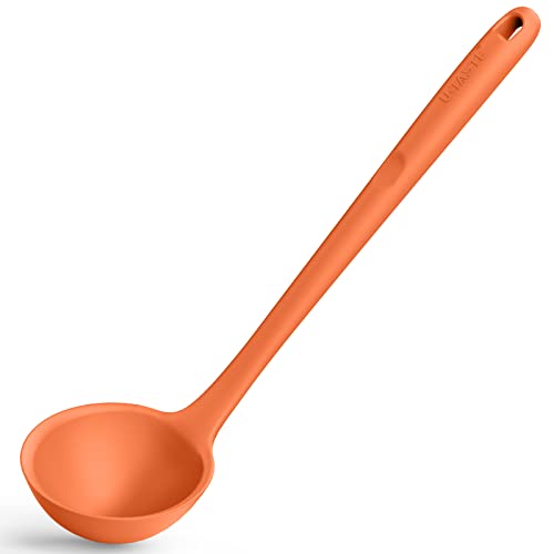 U-Taste 34 cm Silikon-Suppenkelle: 315℃ Hitzebeständige Antihaftbeschichtung aus nahtlosem Gummi Großer tiefer Servierlöffel für die Küche zum Kochen von Saucen Eintöpfen (Orange) von U-Taste