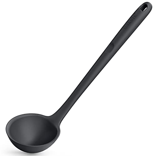 U-Taste 34 cm Silikon-Suppenkelle: 315℃ Hitzebeständige Antihaftbeschichtung aus nahtlosem Gummi Großer tiefer Servierlöffel für die Küche zum Kochen von Saucen Eintöpfen (Schwarz) von U-Taste