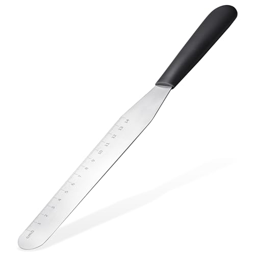 U-Taste Glasurspachtel, Torten Palettenmesser mit 20 cm gerader Edelstahlklinge, Streichpalette mit rutschfestem PP-Griff zum Dekorieren von Kuchen, Backen, Gebäck, Creme, Butter (Schwarz) von U-Taste