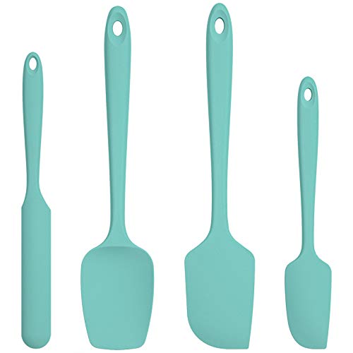 U-Taste Silikon Spatel & Teigschaber 4er Set, 315℃ Hitzebeständiger Antihaft-Gummispachtel Kuchenspatel, Nahtloses Einteiliges Design für Kochen Backen Mischen (Blaugrün) von U-Taste