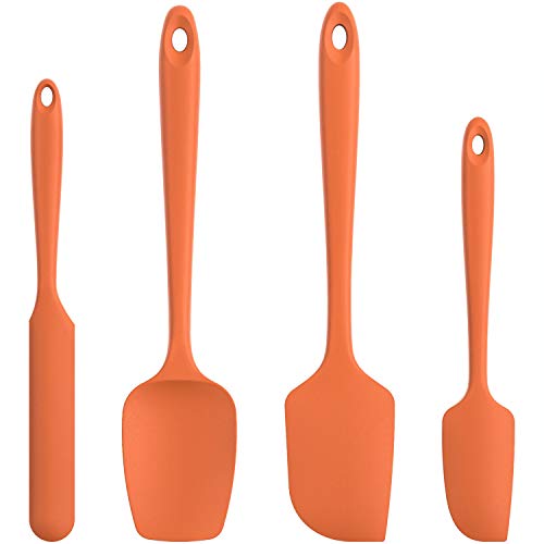 U-Taste Silikon Spatel & Teigschaber 4er Set, 315℃ Hitzebeständiger Antihaft-Gummispachtel Kuchenspatel, Nahtloses Einteiliges Design für Kochen Backen Mischen (Orange) von U-Taste