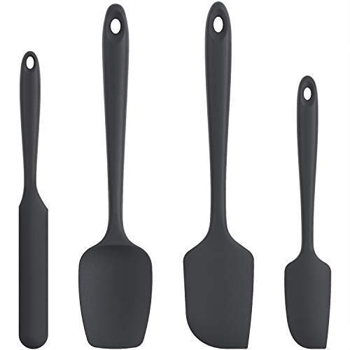 U-Taste Silikon Spatel & Teigschaber 4er Set, 315℃ Hitzebeständiger Antihaft-Gummispachtel Kuchenspatel, Nahtloses Einteiliges Design für Kochen Backen Mischen (Schwarz) von U-Taste