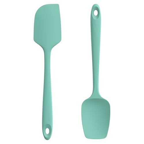 U-Taste Silikonspatel 2er-Set: 315℃ hitzebeständiger Antihaft Flexibler Nahtloser Teigschaber, Backen Kochen Silikon Löffel Spatel mit Nylonkern für Mischen Rühren Schaben (Aqua Sky) von U-Taste