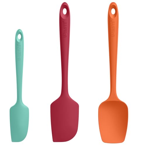 U-Taste Silikonspatel 3er-Set, 315℃ Hitzebeständiger Antihaft-Gummispachtel, Bpa Frei Flexibel Teigschaber & Kuchenschaber zum Kochen Mixen Backen Dekorieren (Bunt) von U-Taste