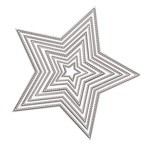 8PCS Sterne Stanzschablone, U-horizon Five Stars Cutting Dies Metall Schablonen Papierbasteln für DIY Scrapbooking, Fotoalbum Dekoration, Karte, Papier, Geschenk von U-horizon