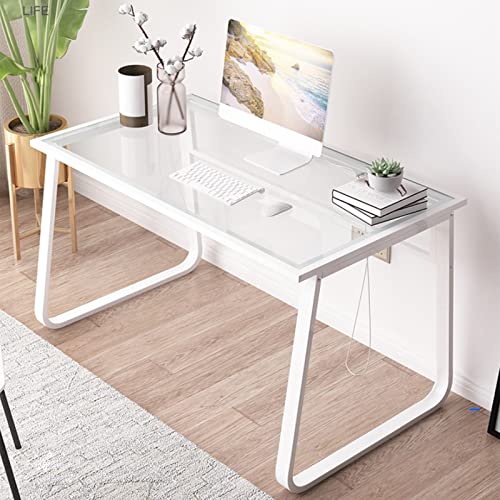 U&G Glas Schreibtisch Mit Metallrahmen,Moderner Einfacher Stil Schreiben Von Studientabellen Gaming-Schreibtisch Für Home Office Workstation,Einfache Montage-C 100x60x72.5cm(39x24x29inch) von U&G