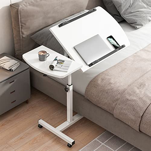 U&G Height Adjustable Laptop Computer Schreibtisch Mit Rädern,Mobil Arbeitsplatz,Tragbar Kippen Laptop-Tisch Stehpult Für Home Office-Weiß 60x40x89cm(24x16x35inch) von U&G