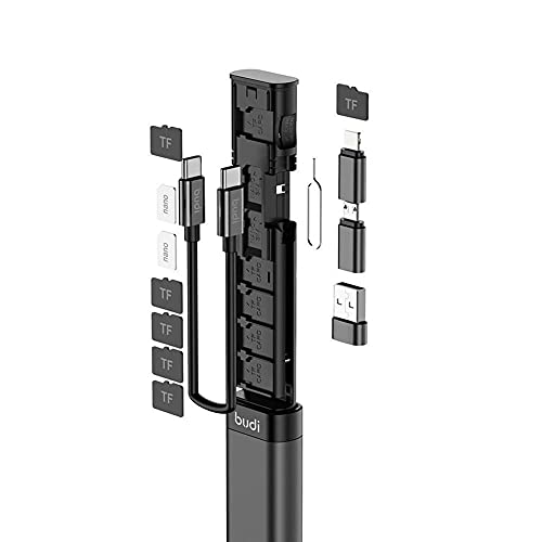 U&S Cable Stick, Universal Smart Adapter Karte Aufbewahrungsbox, Tragbare und Kompakte USB-C/USB-A/Micro-USB Ladekabel Kit, SIM Karte Speicher Speicherkarten Aufbewahrungsbox von U&S