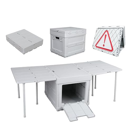 U. Uberlux Campingbox mit aufklappbaren Tisch, Aufbewahrungsbox mit Deckel, faltbare Box, Faltbox, Ordnungsboxen, Box, Kiste, Kunststoffkiste, Campingbox, Kofferraum Organizer von U. Uberlux