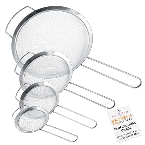 Set mit 4 hochwertigen feinmaschigen Edelstahl-Sieben mit breitem Ohr-Design -Sift, Strain, Drain und Spülen von Gemüse, Set of 4 Premium Strainers edelstahl Set mit 4 hochwertigen feinmaschigen Edelstahl-Sieben mit breitem Ohr-Design -Sift, Strain, Drain und Spülen von Gemüse, Set of 4 Premium Strainers edelstahl von U.S. Kitchen Supply