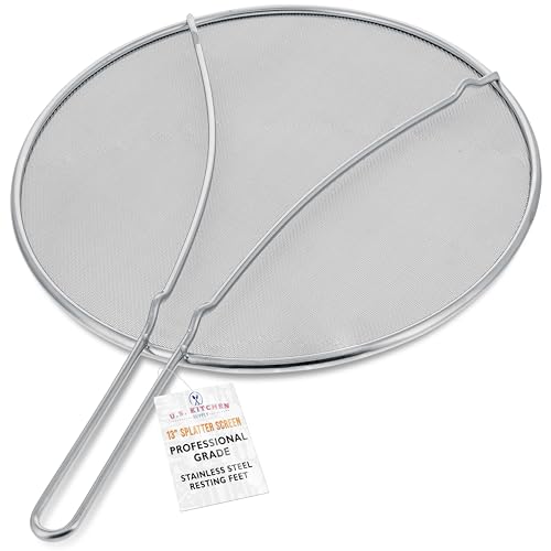U.S. Kitchen Supply 33 cm feinmaschiger Spritzschutz aus Edelstahl mit Standfüßen von U.S. Kitchen Supply