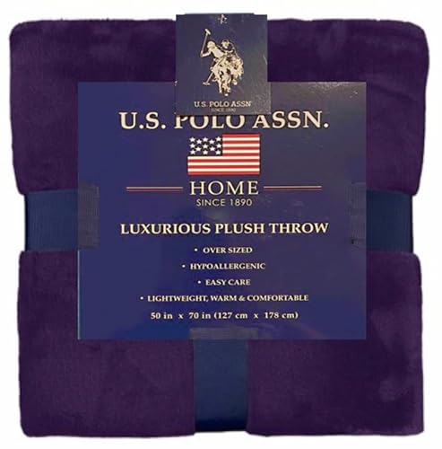 U.S. Polo Assn. Übergroße, leichte Überwurfdecke für Bett/Sofa – weiche Fleece-Couchdecken und Überwürfe – gemütliche dekorative Bettwäsche – 127 x 178 cm/Pflaume von U.S. POLO ASSN.