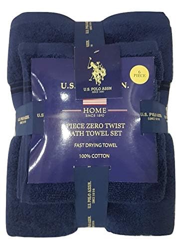 U.S. Polo Assn. Premium 6-Piece Zero-Twist Towel Set - 2 Bath Towels, 2 Hand Towels and 2 Face Towels - Highly Absorbent, Fast Drying and Super Soft Hotel Quality 100% Cotton Set (Navy) von U.S. Polo Assn.
