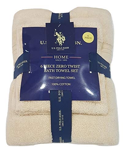 U.S. Polo Assn. Premium 6-Piece Zero-Twist Towel Set - 2 Bath Towels, 2 Hand Towels and 2 Face Towels - Highly Absorbent, Fast Drying and Super Soft Hotel Quality 100% Cotton Set von U.S. POLO ASSN.