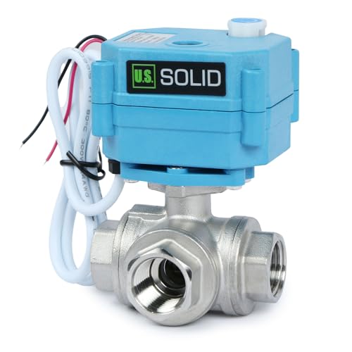U.S. Solid 3 Wege Motorkugelhahn Edelstahl Zonenventil - Kugelventil mit manueller Funktion - Hochbelastbarer vielseitiger L-Typ-Wasserabsperrhahn, Standardport(1/2", AC110-230V) von U.S. Solid