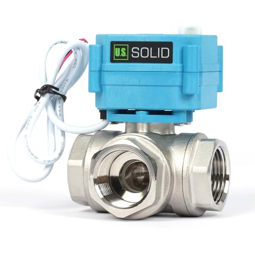 U.S. Solid 3 Wege Motorkugelhahn Edelstahl Zonenventil - Kugelventil mit manueller Funktion - Hochbelastbarer vielseitiger L-Typ-Wasserabsperrhahn, Standardport(1", AC110-230V) von U.S. Solid