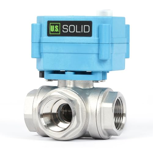 U.S. Solid 3 Wege Motorkugelhahn Edelstahl Zonenventil - Kugelventil mit manueller Funktion - Hochbelastbarer vielseitiger L-Typ-Wasserabsperrhahn, Standardport(3/4", AC110-230V) von U.S. Solid