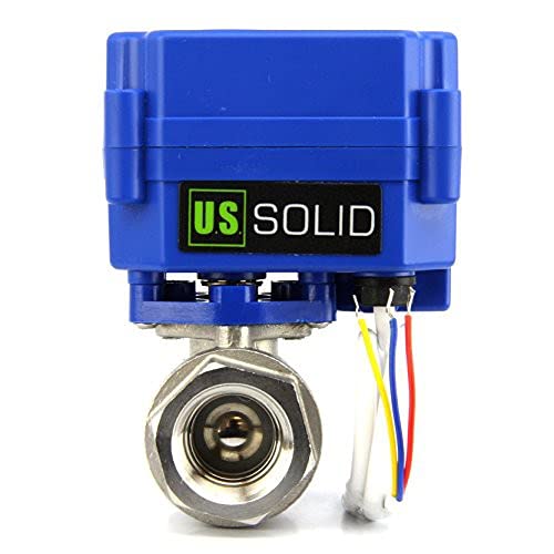 U.S. Solid Motorisierter Kugelhahn 3/4 Zoll, Edelstahl-Kugelhahn mit Vollanschluss, 9-24 V AC/DC und 2-Draht-Auto-Rücklauf-Setup, stromlos offen von U.S. Solid