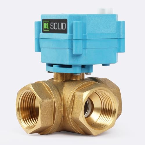 U.S. Solid 3 Wege Motorkugelhahn Messing Zonenventil - Kugelventil mit manueller Funktion - Hochbelastbarer vielseitiger T-Typ-Wasserabsperrhahn, Standardport(1", AC110-230V) von U.S. Solid