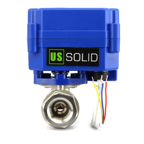 U.S. Solid Motorisierter Kugelhahn - G1/2" Edelstahl-Elektrischer Kugelhahn, Vollport, 9-24V AC/DC und 3-Draht-1-Wege-Positive-Break-Setup von U.S. Solid