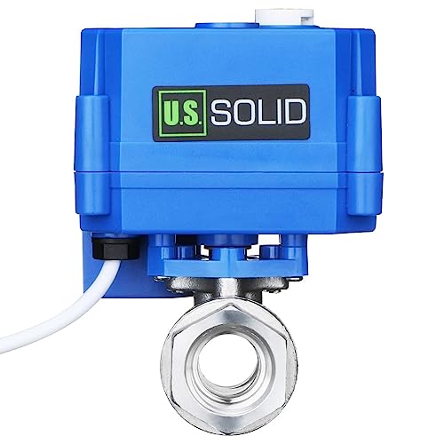 U.S. Solid Motorisierter Kugelhahn - G1/2" Edelstahl-Elektrischer Kugelhahn mit manueller Funktion, Vollport, 9-24V AC/DC und 3-Draht-1-Wege-Positive-Break-Setup von U.S. Solid