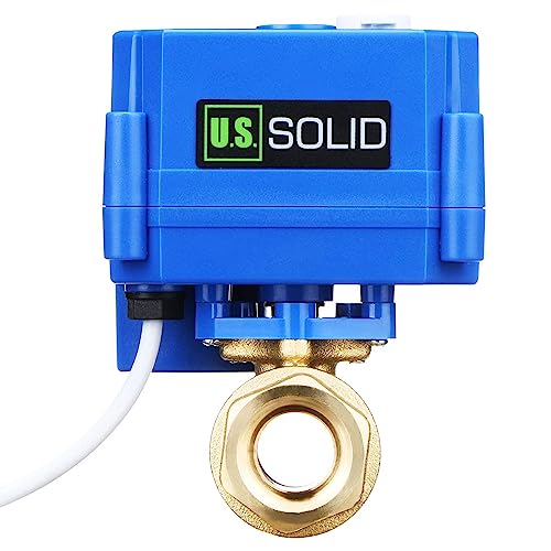 U.S. Solid Motorisierter Kugelhahn - G1/2" Messing-Elektrischer Kugelhahn mit manueller Funktion, Vollport, 9-24V AC/DC und 3-Draht-1-Wege-Positive-Break-Setup von U.S. Solid