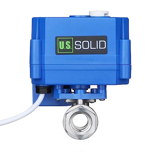 U.S. Solid Motorisierter Kugelhahn - G1/4" Edelstahl-Elektrischer Kugelhahn mit manueller Funktion, Vollport, 9-24V AC/DC und 3-Draht-1-Wege-Positive-Break-Setup von U.S. Solid