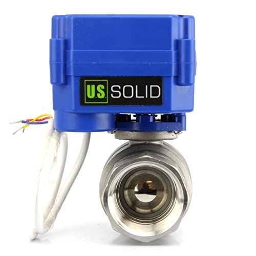 U.S. Solid Motorisierter Kugelhahn - G1" Edelstahl-Elektrischer Kugelhahn, Vollport, 9-24V AC/DC und 3-Draht-1-Wege-Positive-Break-Setup von U.S. Solid