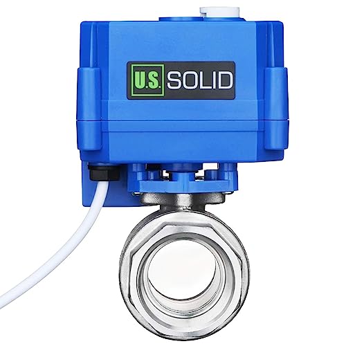 U.S. Solid Motorisierter Kugelhahn - G1" Edelstahl-Elektrischer Kugelhahn mit manueller Funktion, Vollport, 9-24V AC/DC und 3-Draht-1-Wege-Positive-Break-Setup von U.S. Solid