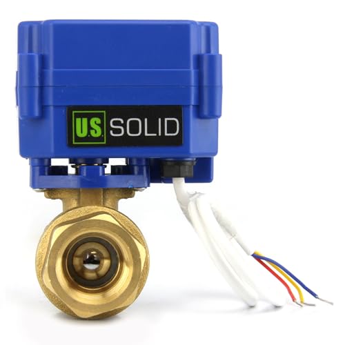 U.S. Solid Motorisierter Kugelhahn - G1" Messing-Elektrischer Kugelhahn, Standardport, 9-24V AC/DC und 3-Draht-1-Wege-Positive-Break-Setup von U.S. Solid
